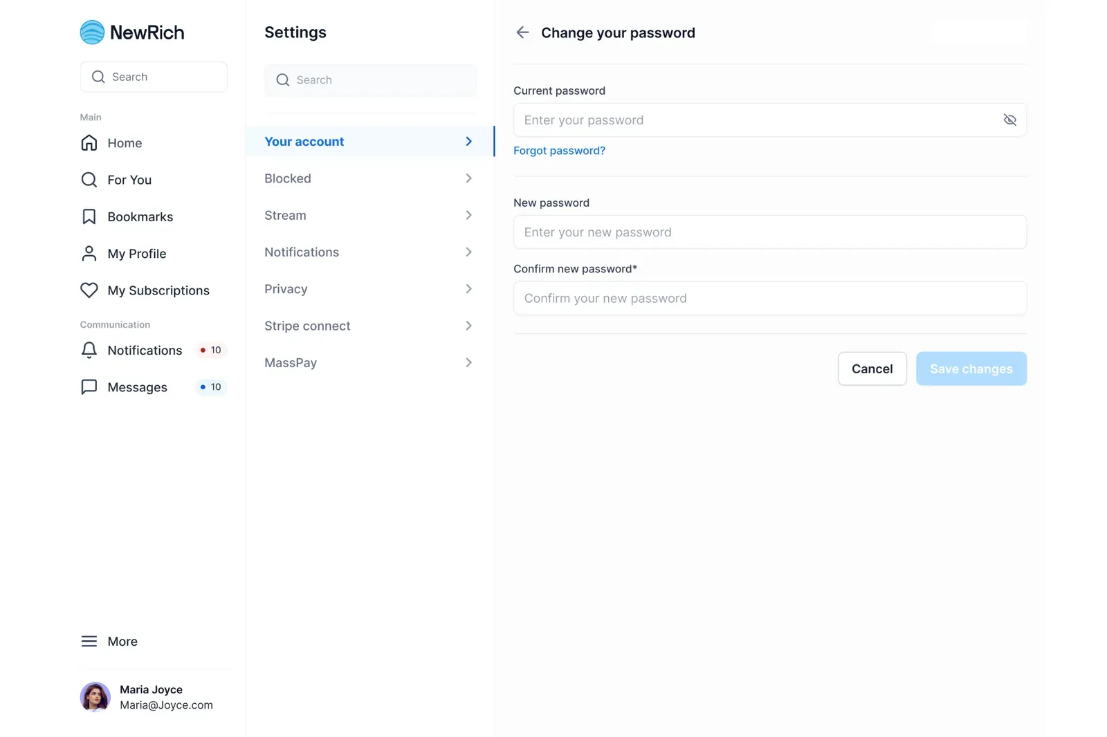 Reset or change your password screenshot