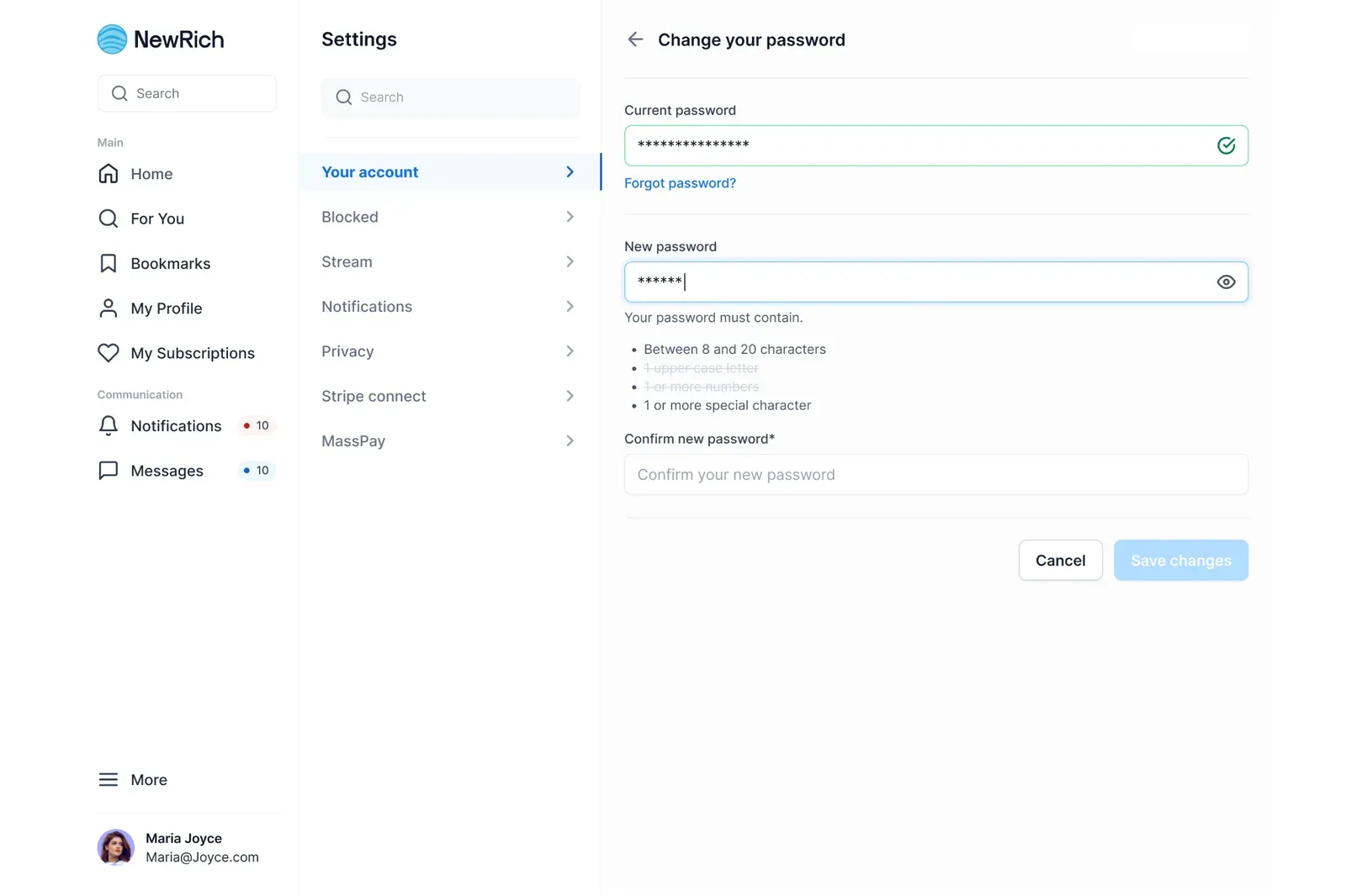 Reset or change your password screenshot