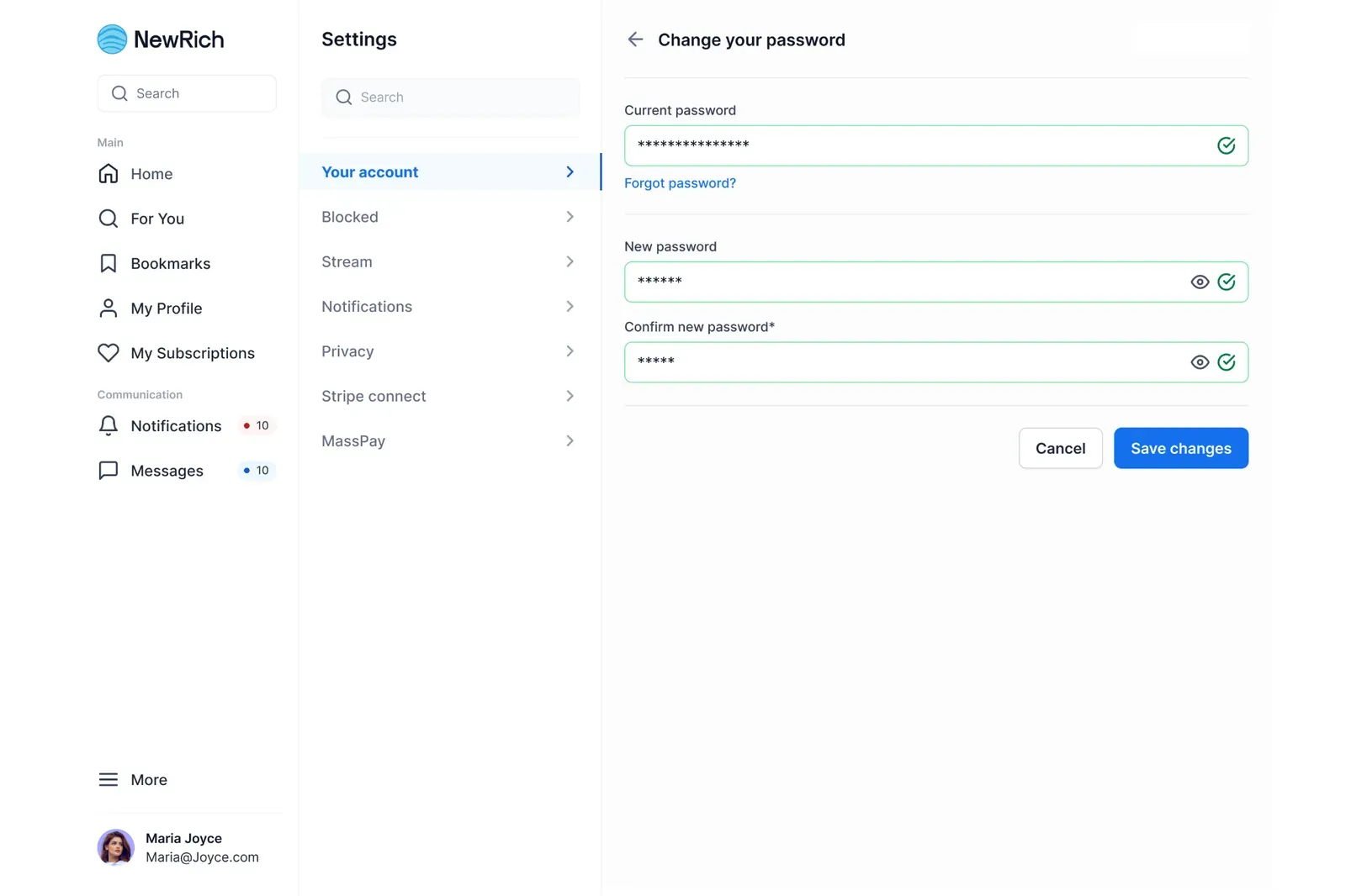 Reset or change your password screenshot