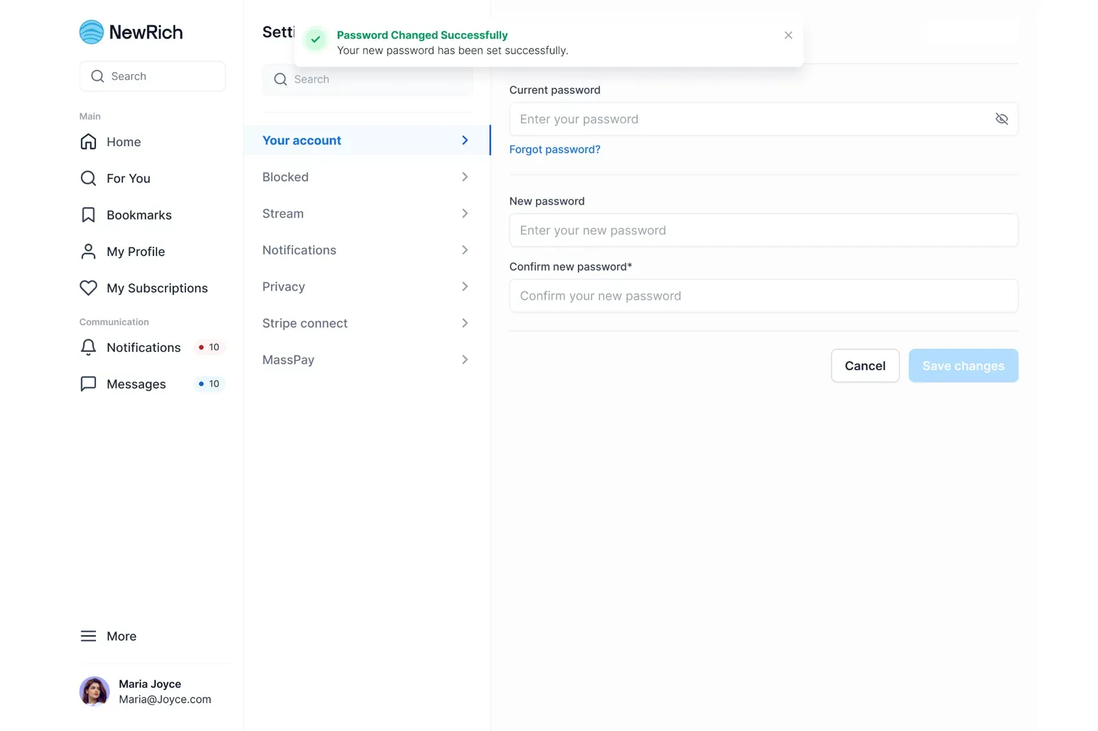 Reset or change your password screenshot