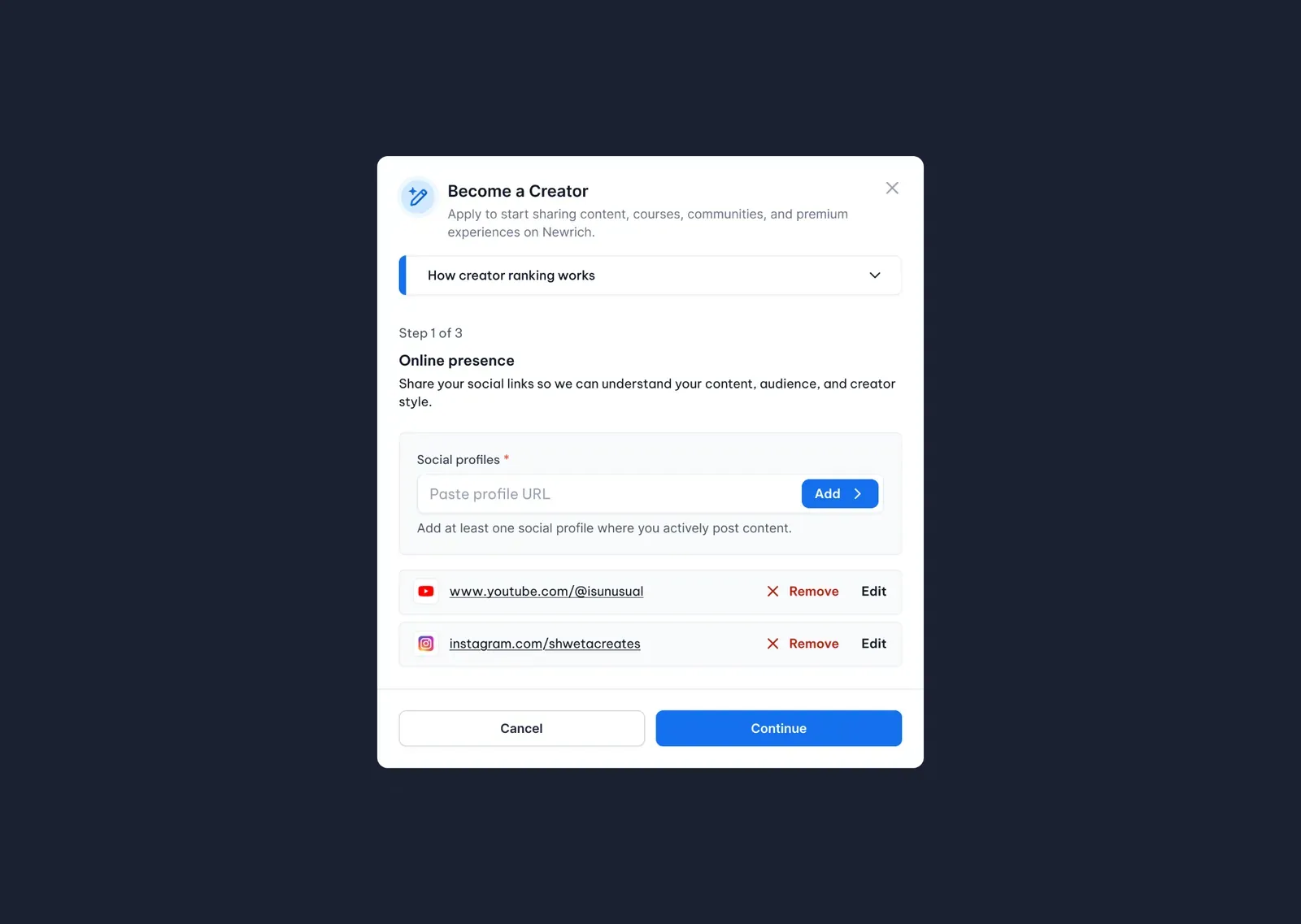 Become a creator screenshot