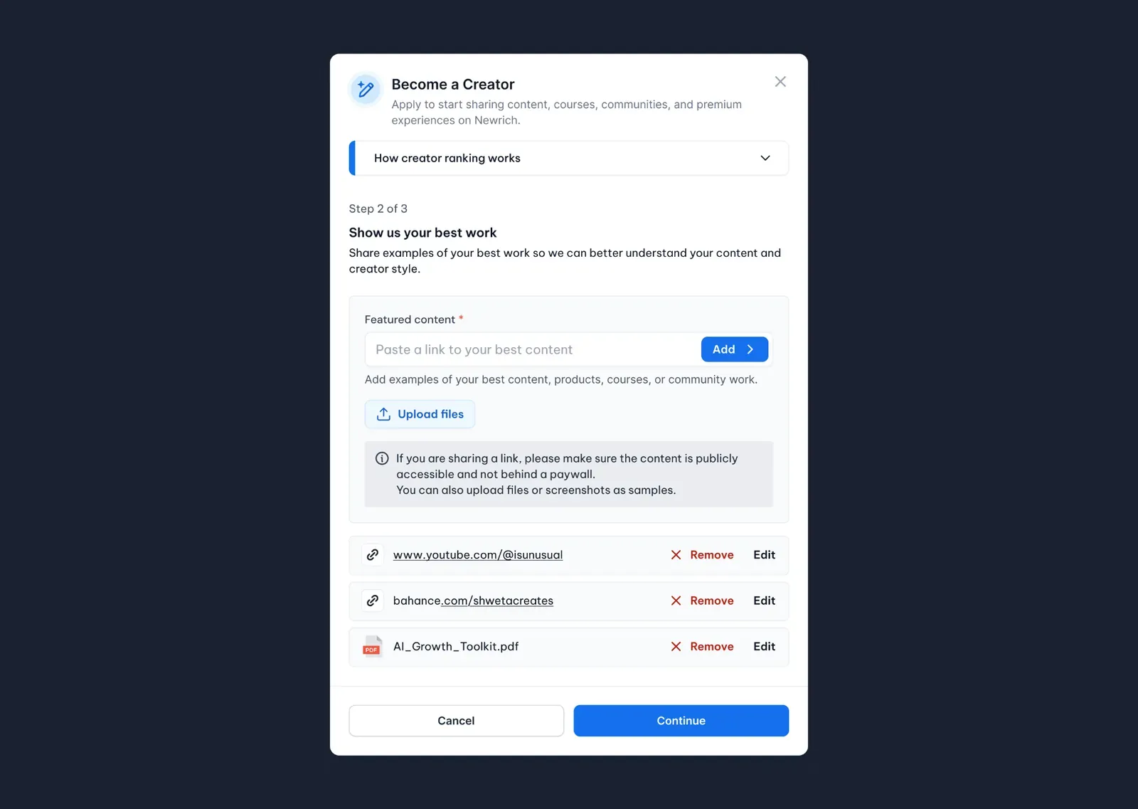 Become a creator screenshot