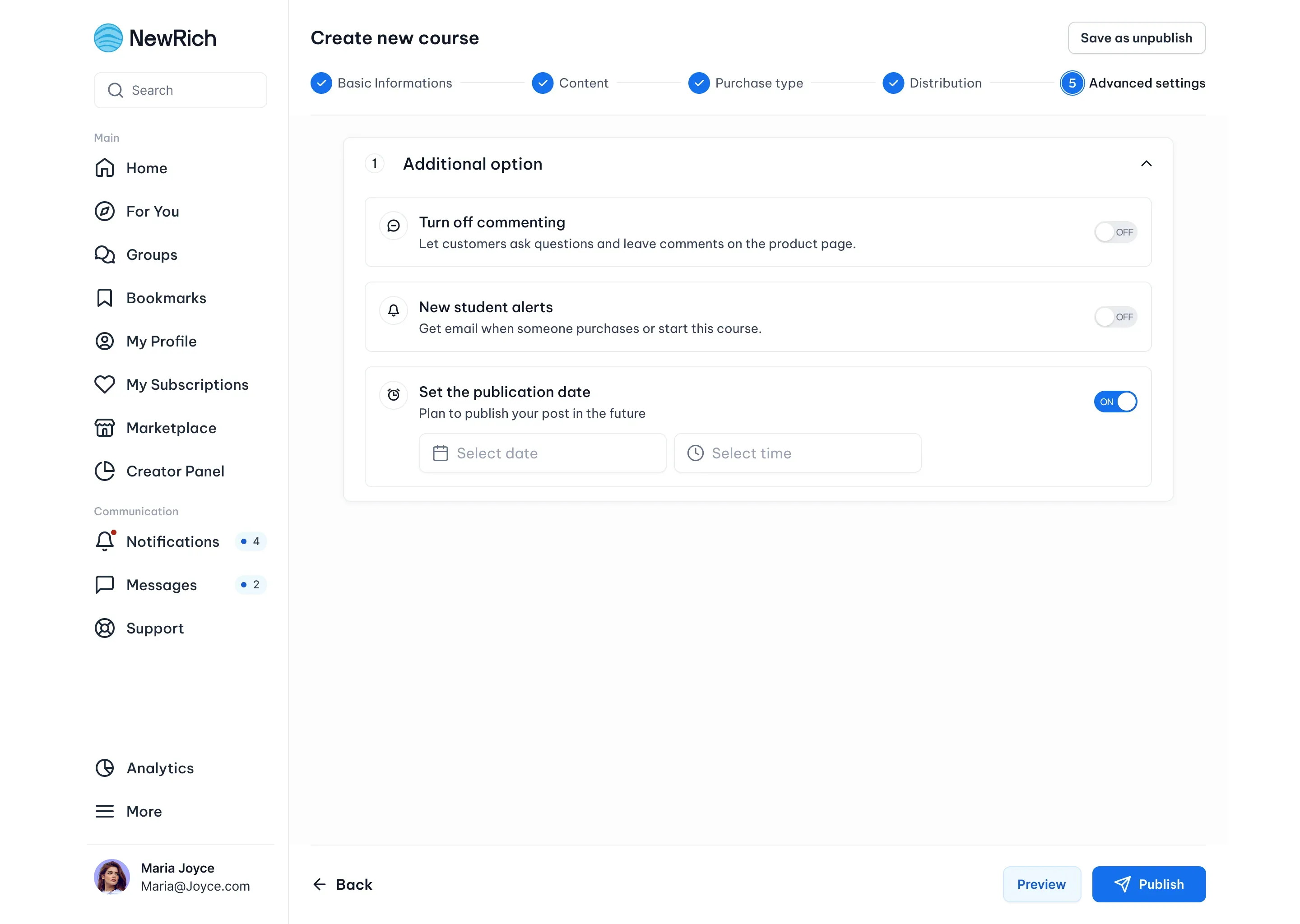 Create a course screenshot