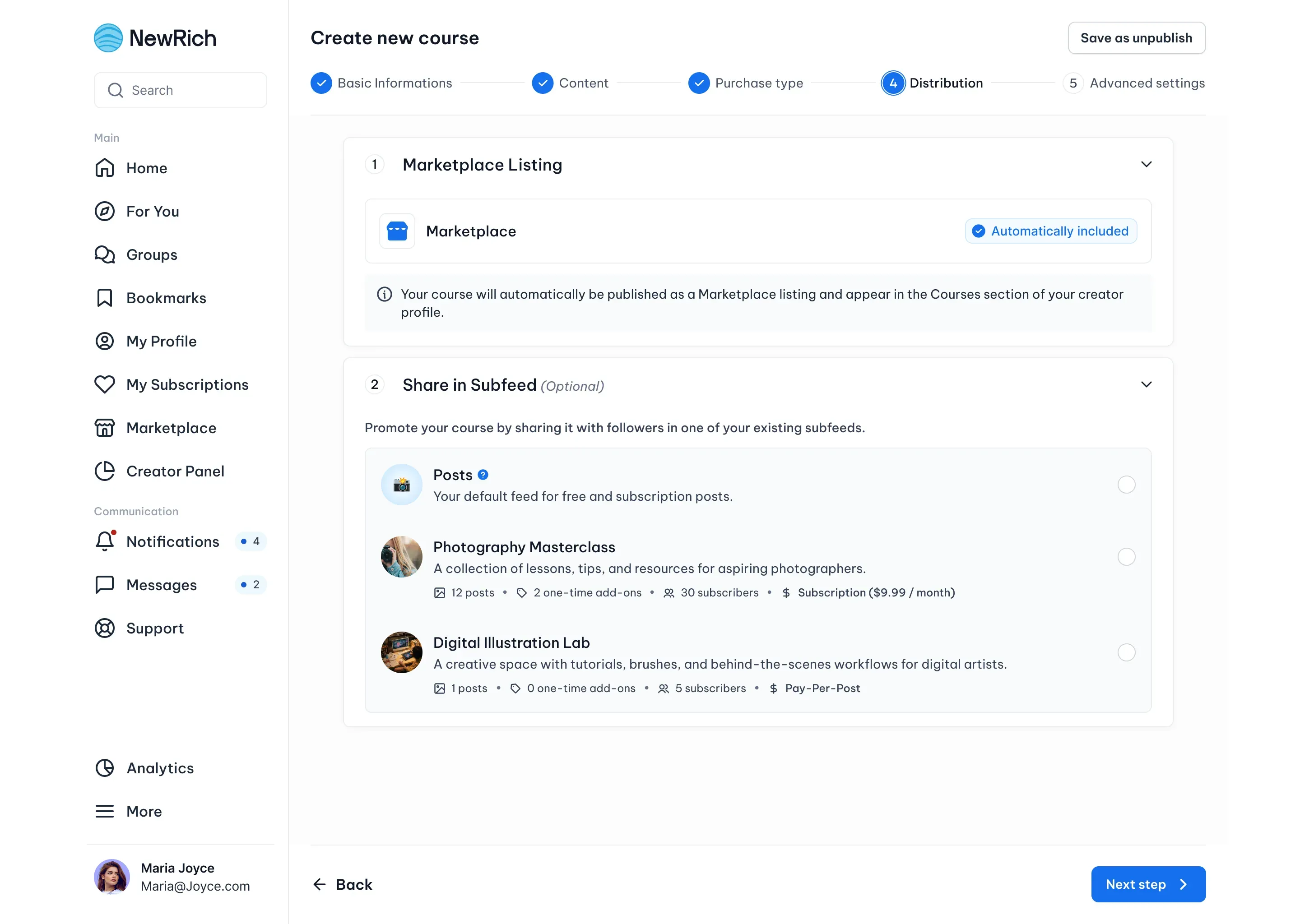 Create a course screenshot
