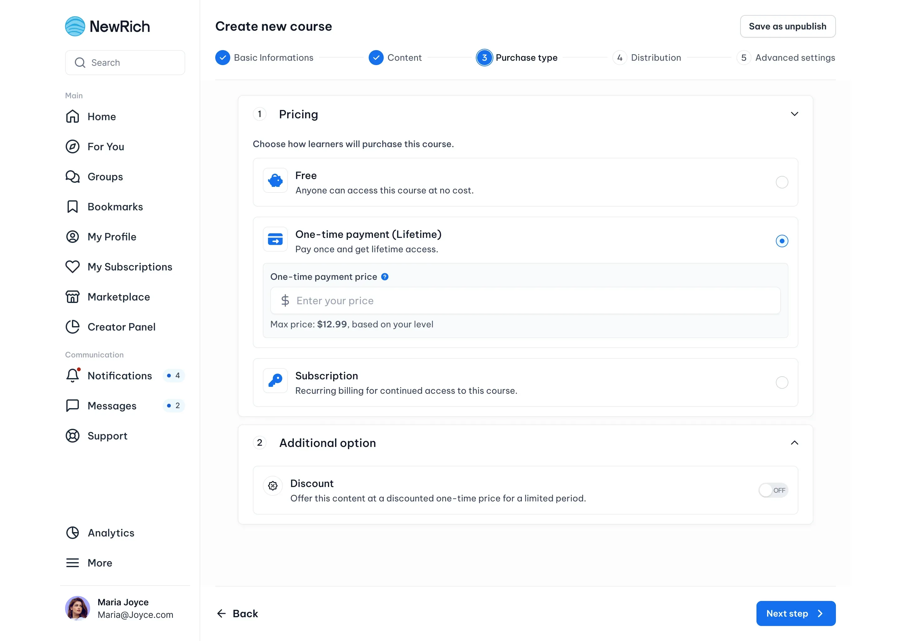 Create a course screenshot