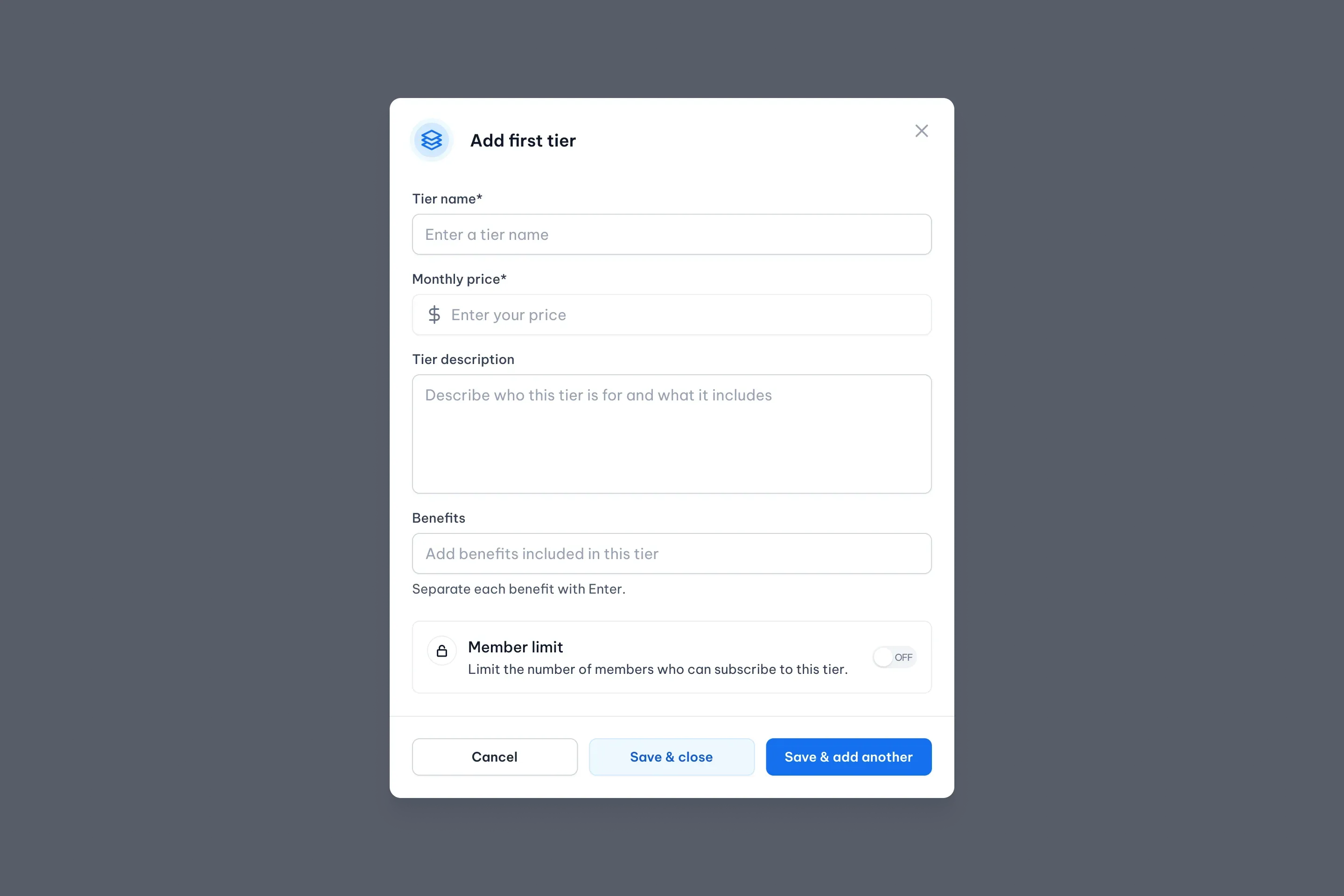 Create a Subfeed screenshot