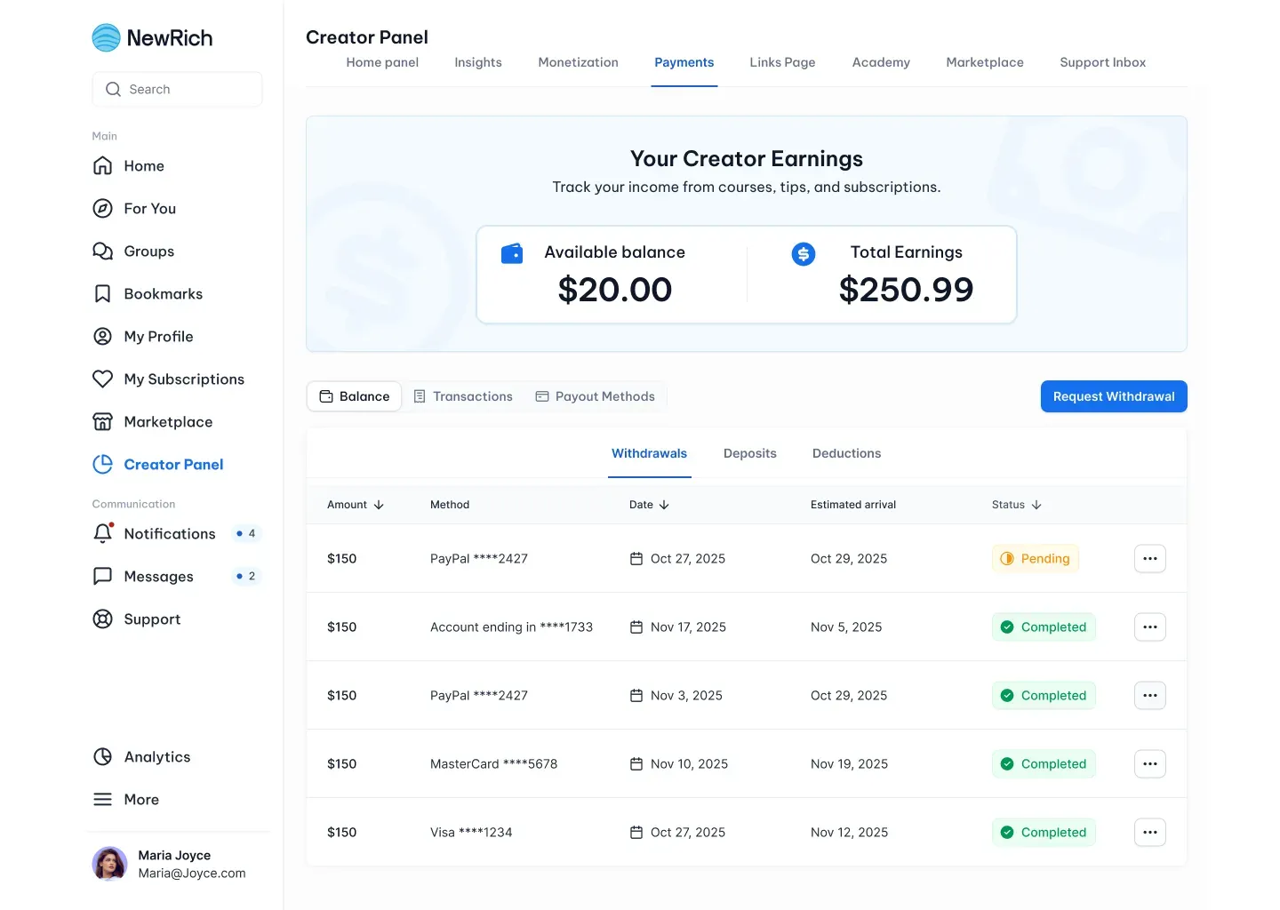 Earn micropayments screenshot