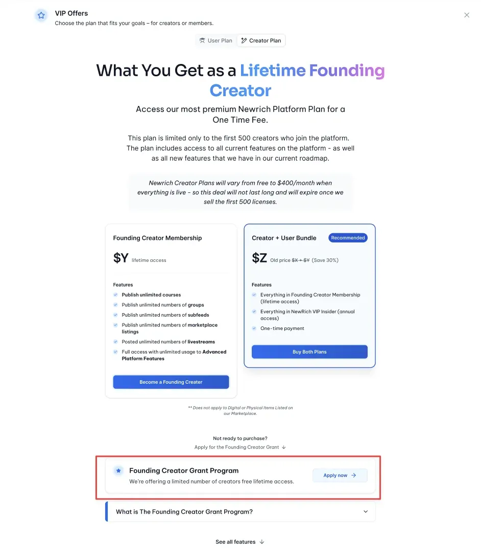 Become a founding creator screenshot