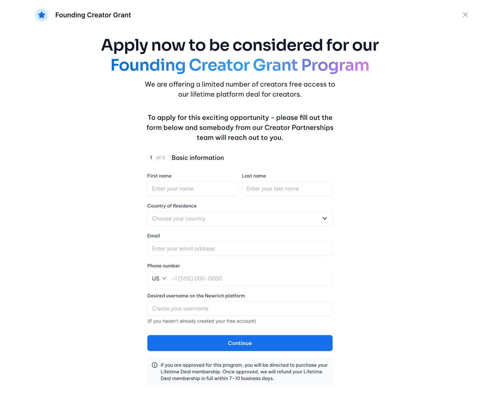 Become a founding creator screenshot