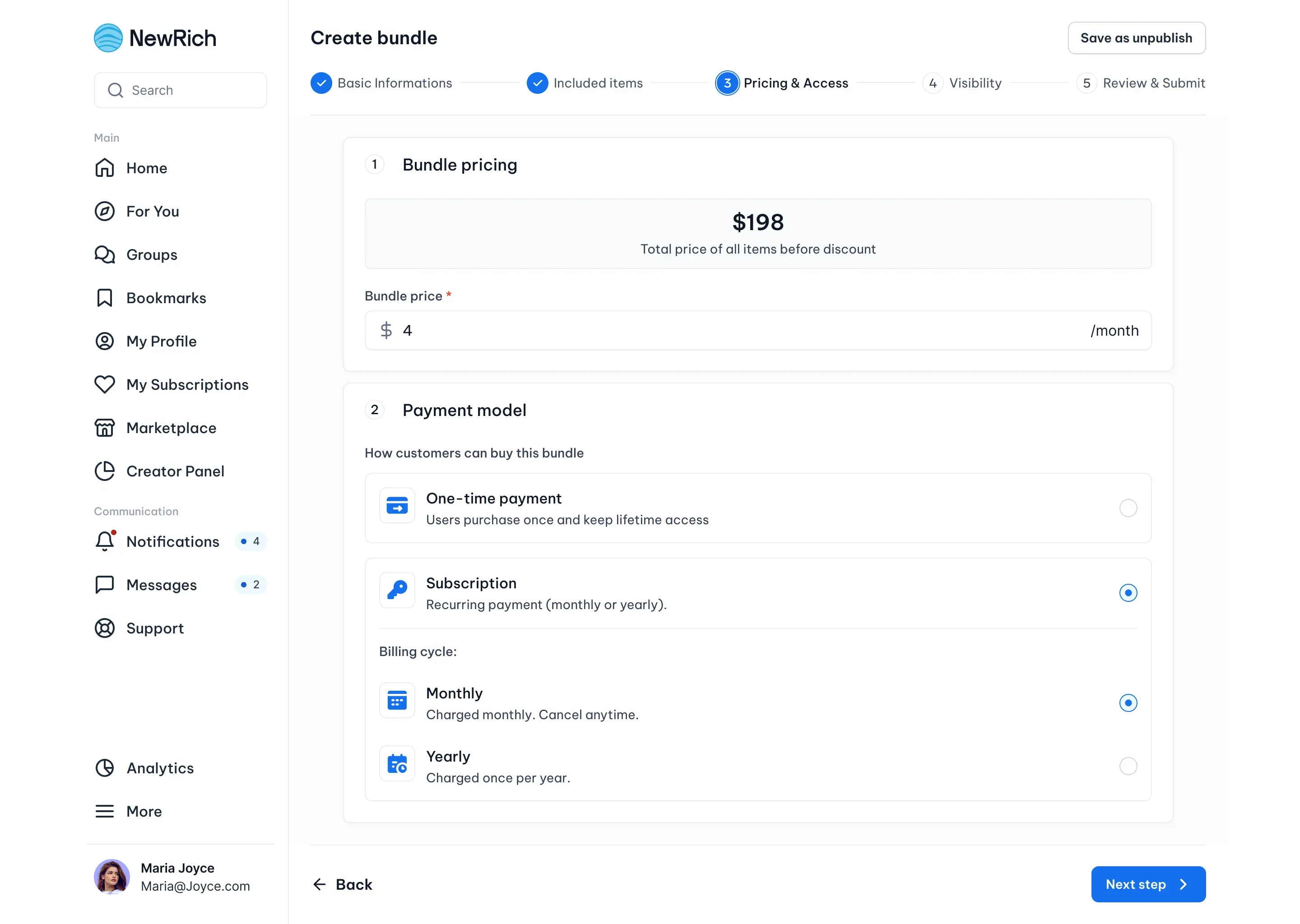 Monetization screenshot