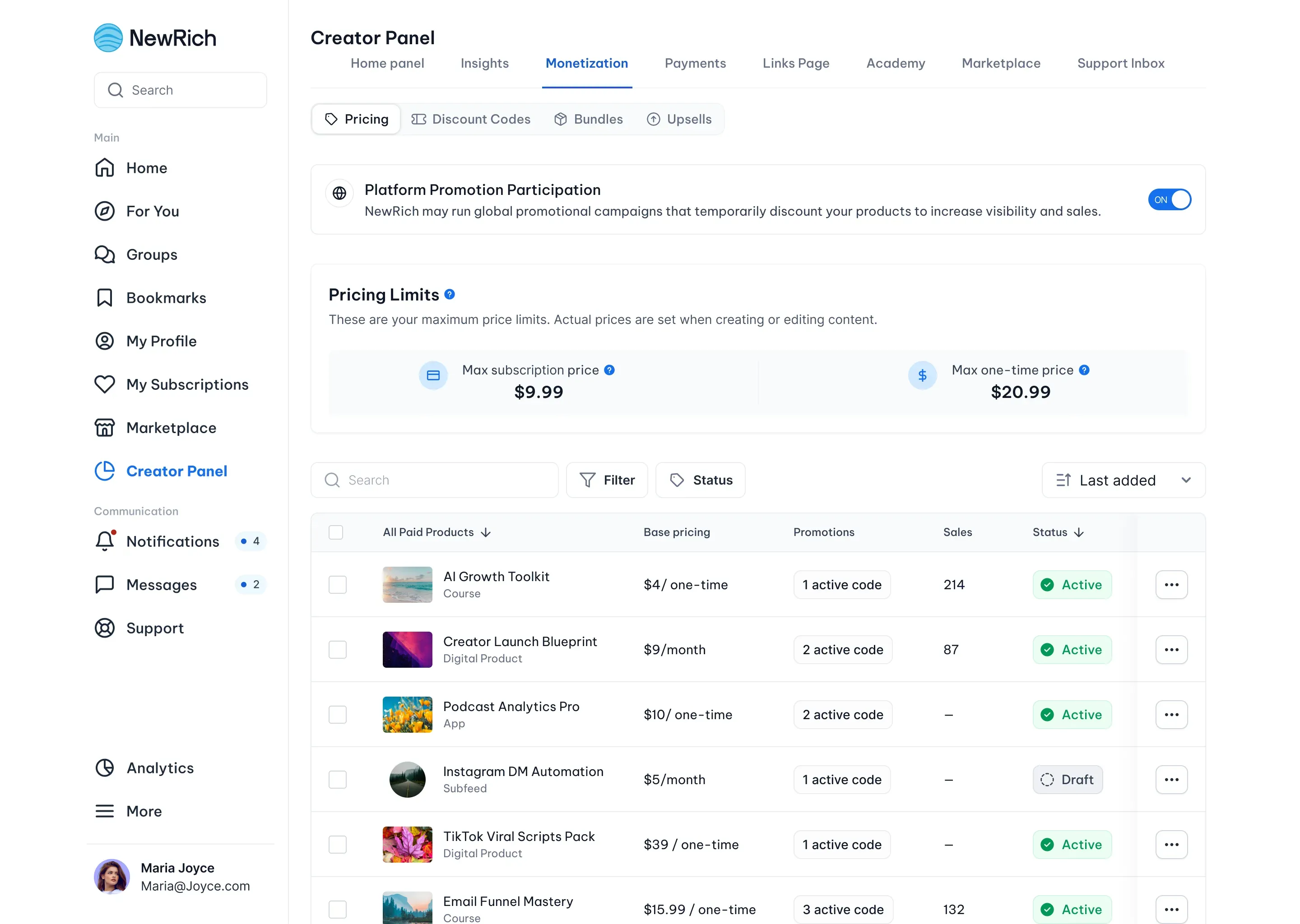 Monetization screenshot