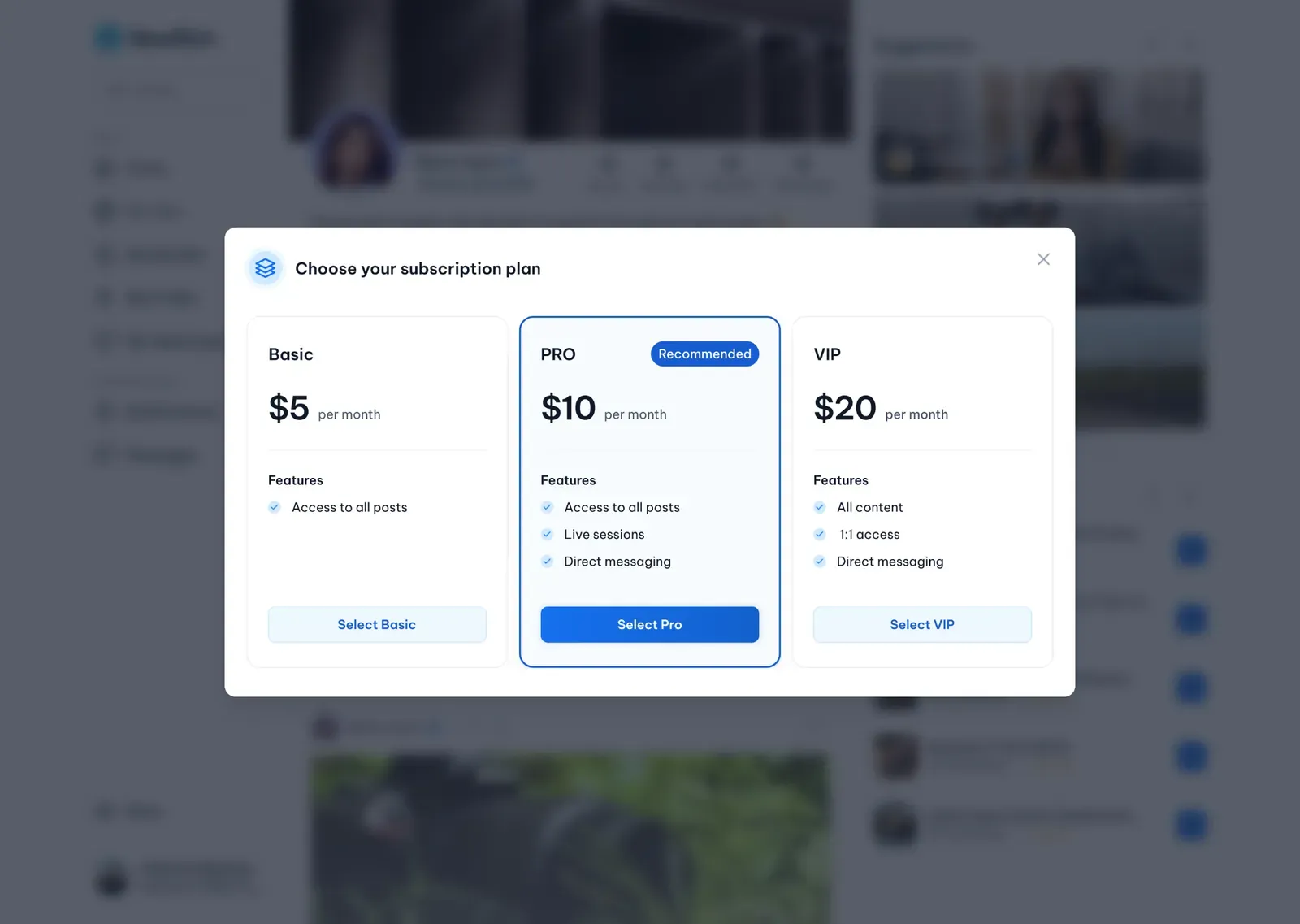Subfeed content access screenshot