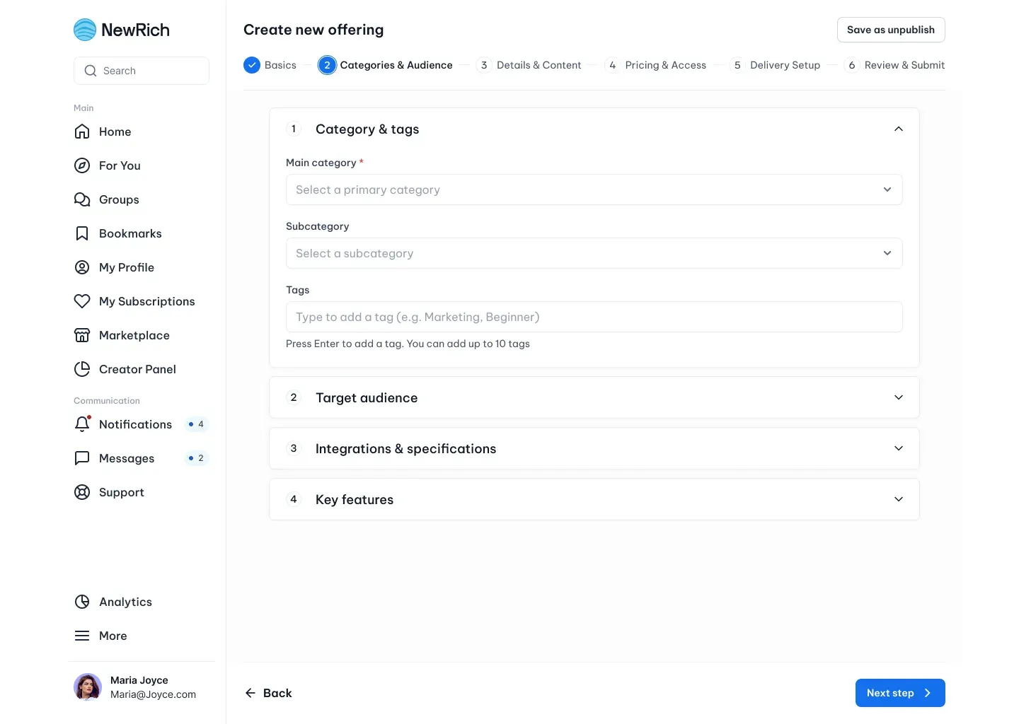 Marketplace setup guide screenshot