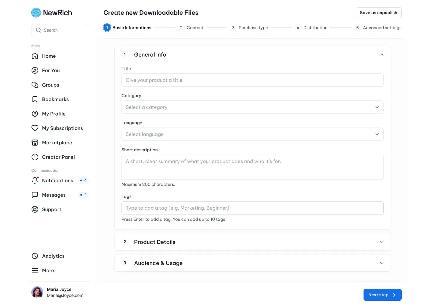 Marketplace setup guide screenshot