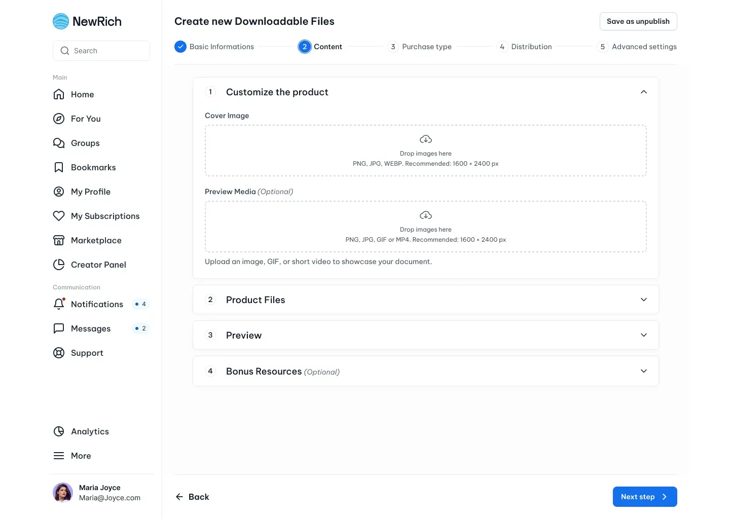 Marketplace setup guide screenshot