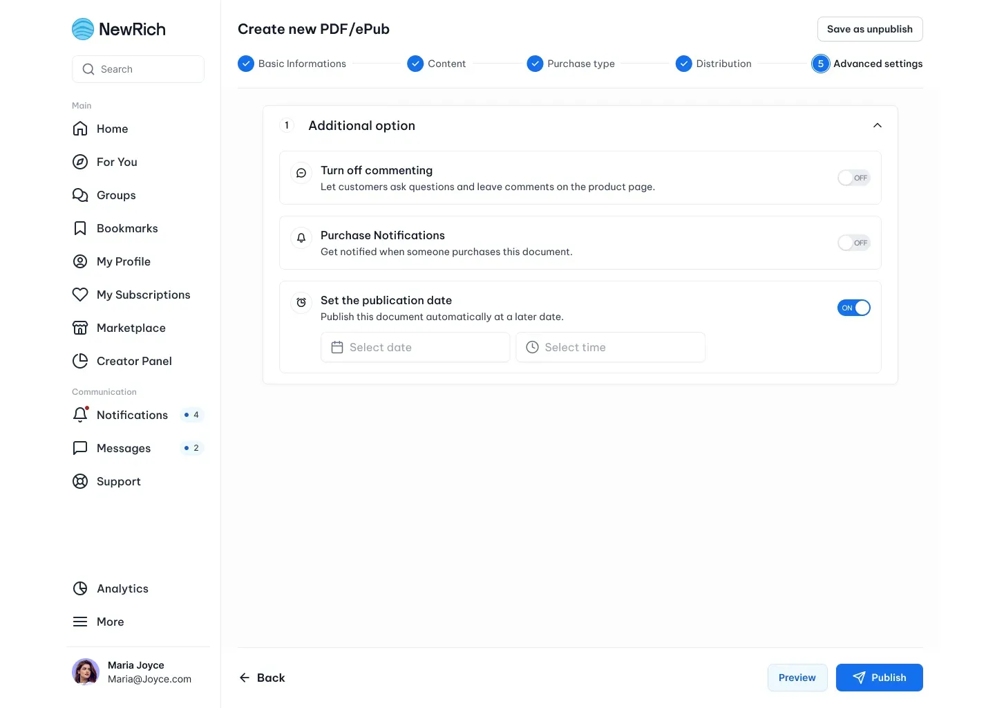 Marketplace setup guide screenshot