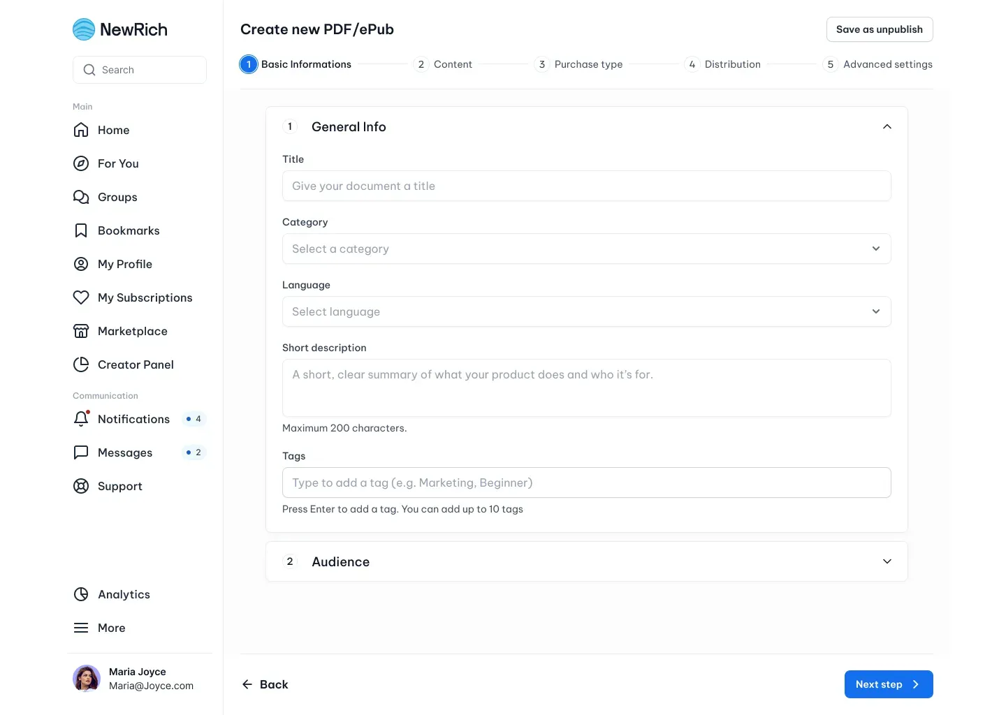 Marketplace setup guide screenshot