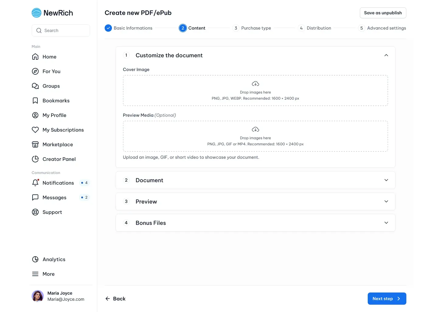 Marketplace setup guide screenshot