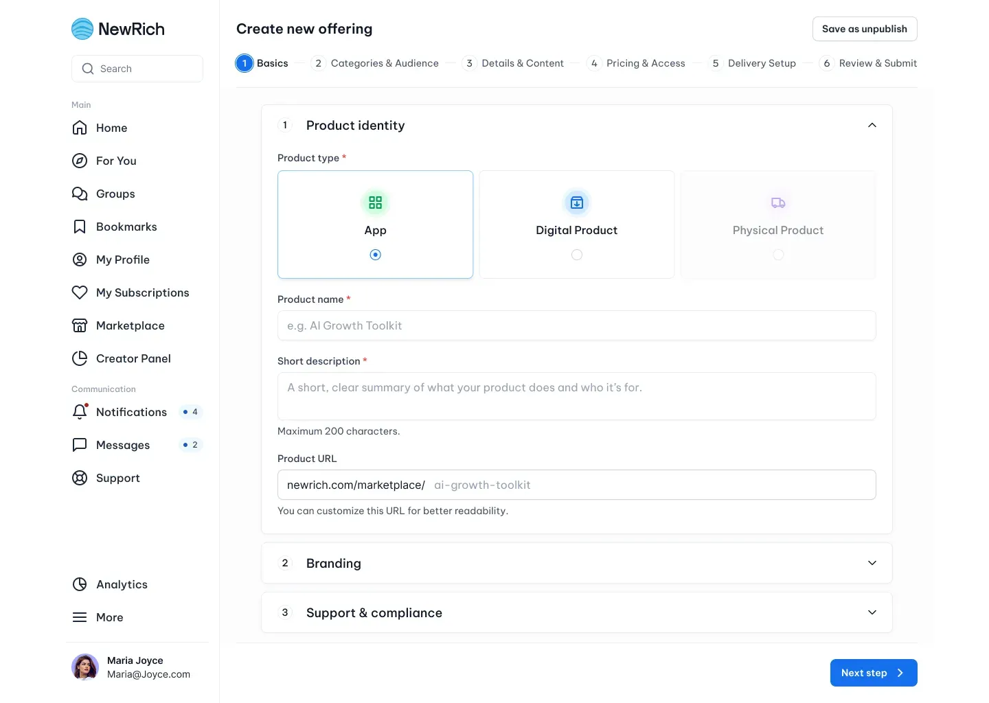 Marketplace setup guide screenshot