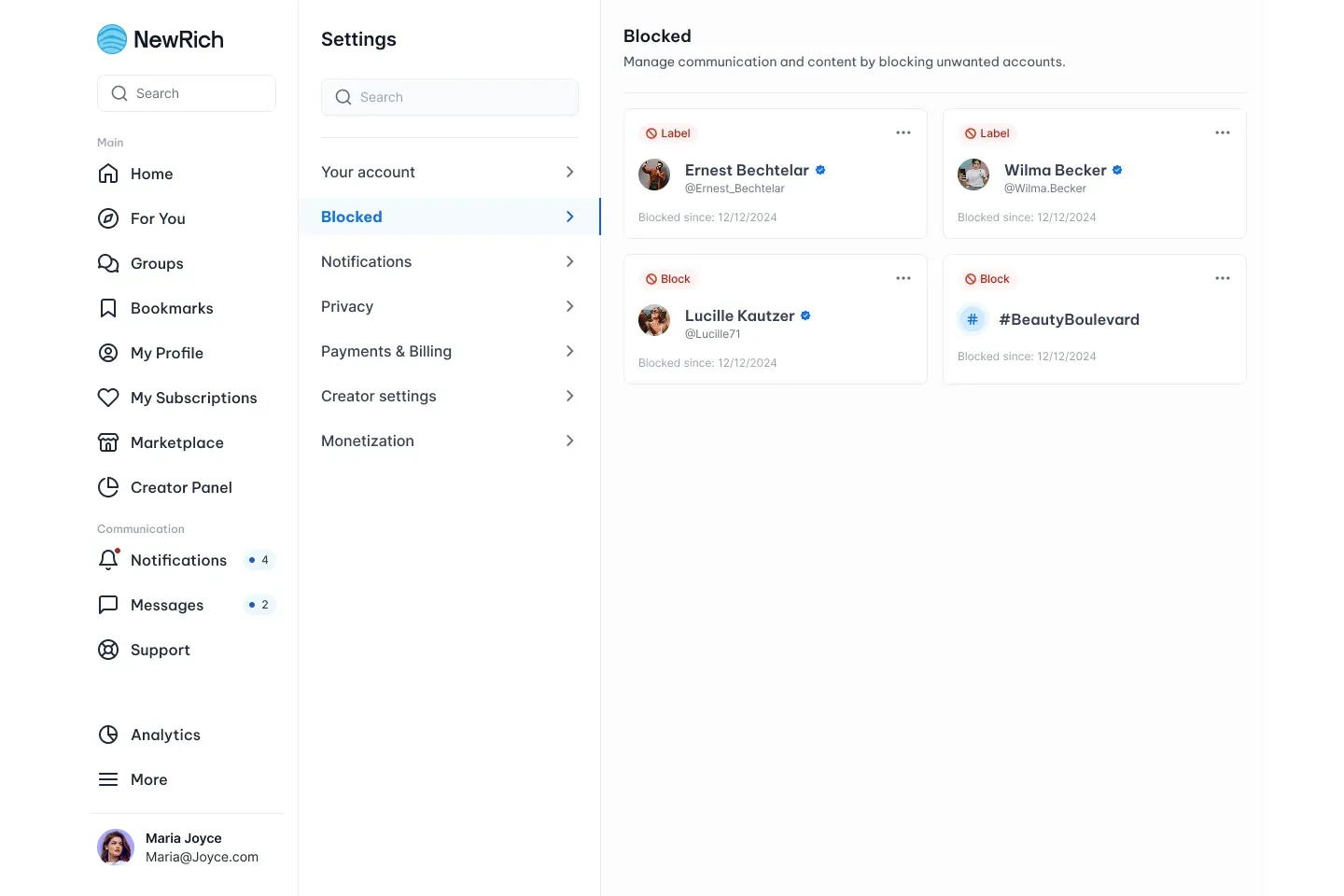 Block members screenshot