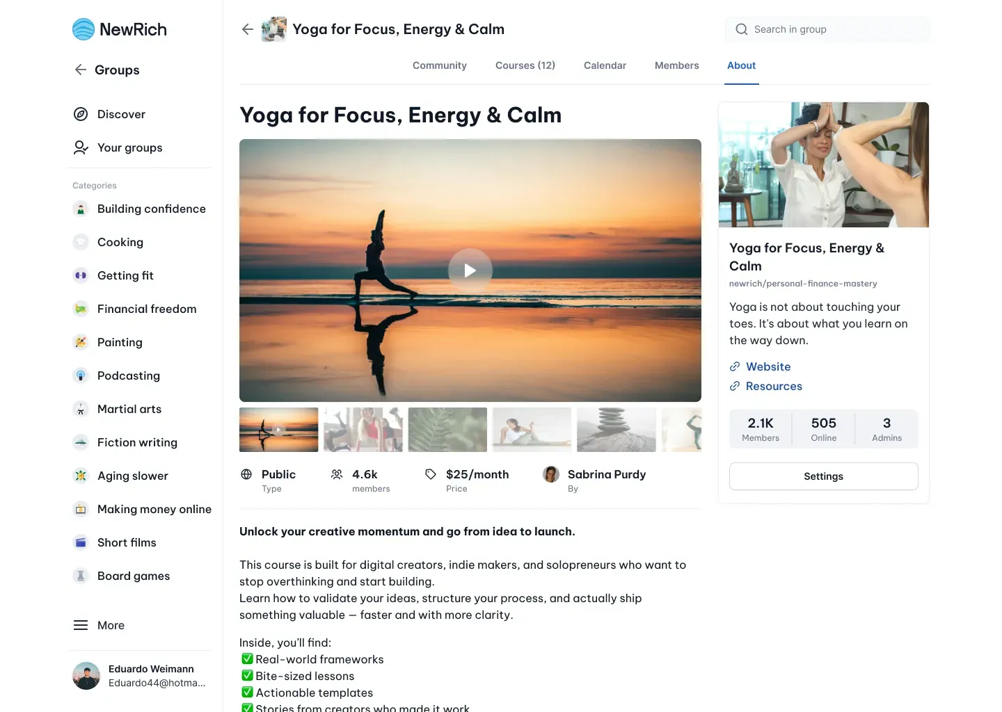 Groups screenshot