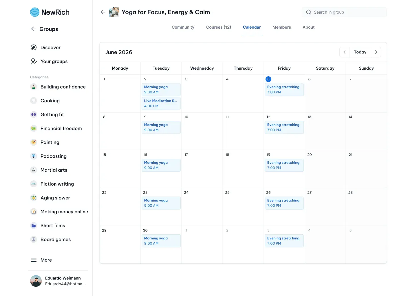 Groups screenshot
