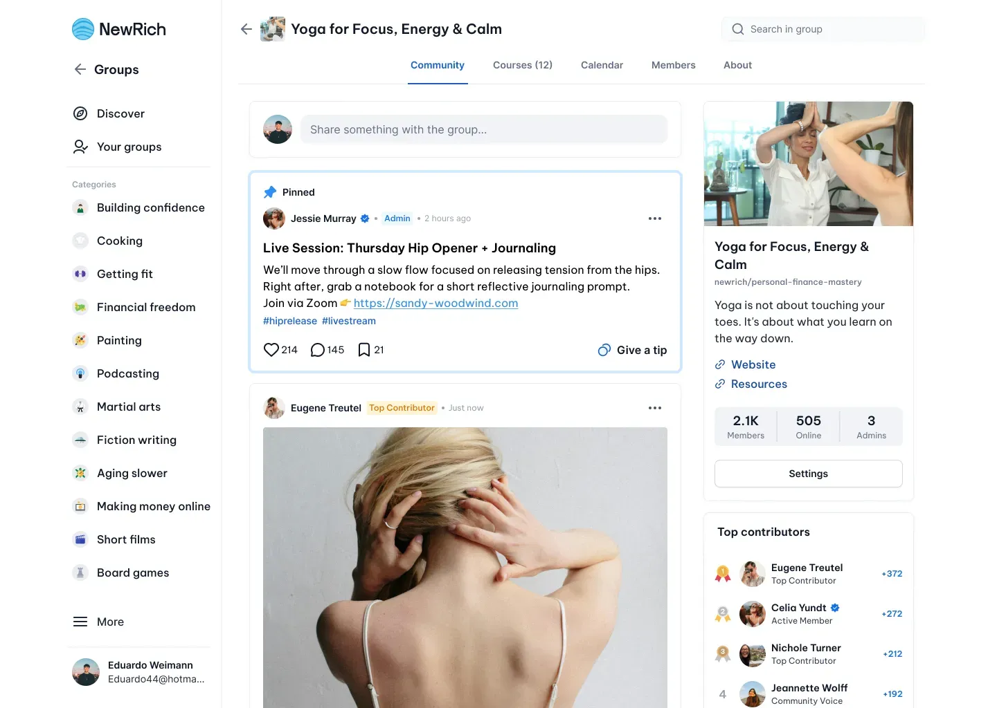 Groups screenshot
