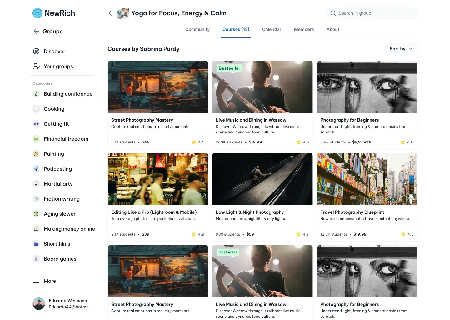 Groups screenshot