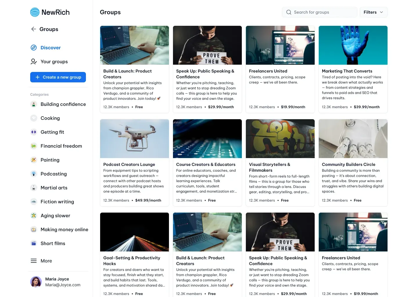 Groups screenshot