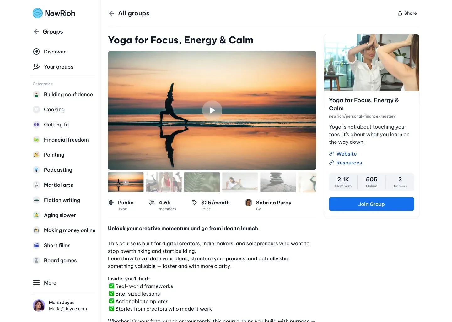 Groups screenshot