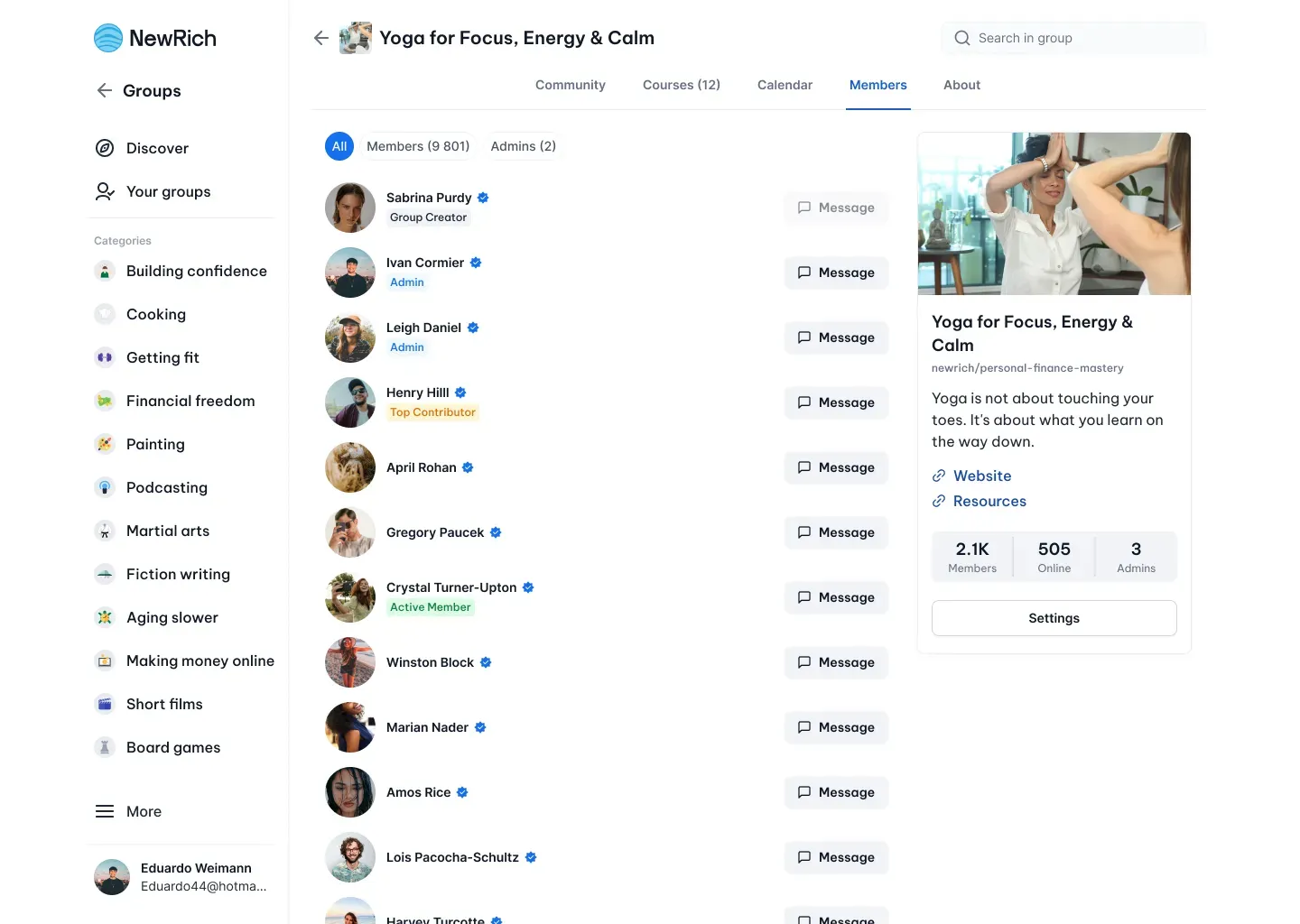 Groups screenshot