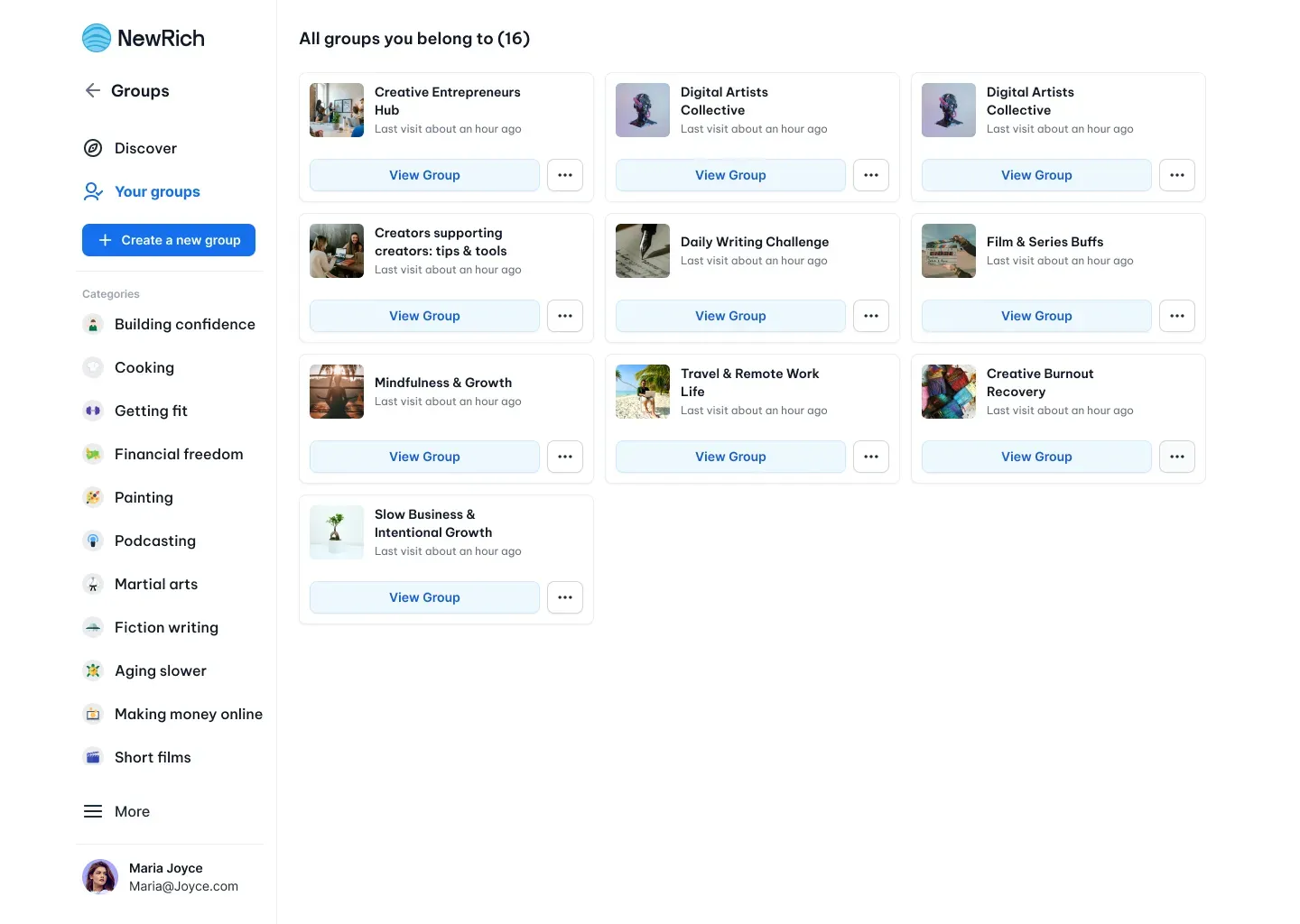 Groups screenshot