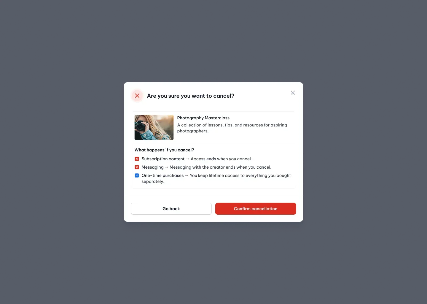 Leave groups and subscriptions screenshot