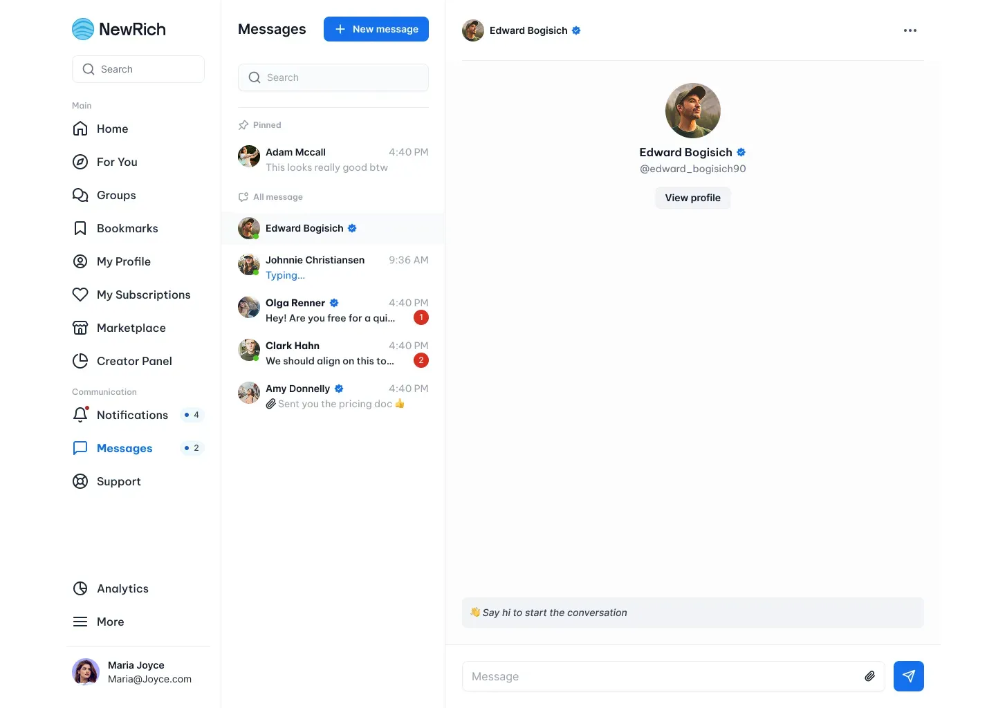 Message creators screenshot