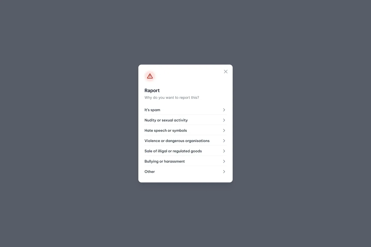 Report content or users screenshot