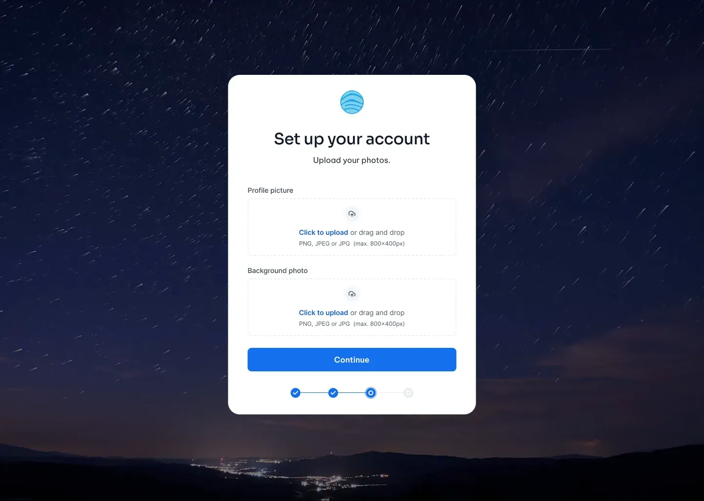 Sign up screenshot