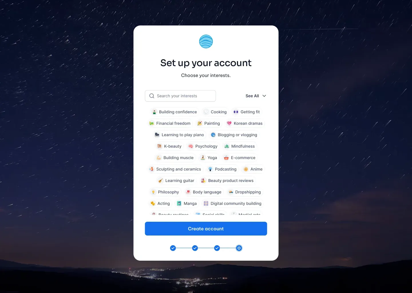 Sign up screenshot