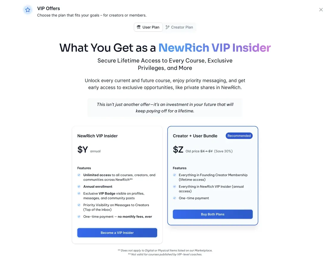 VIP membership screenshot